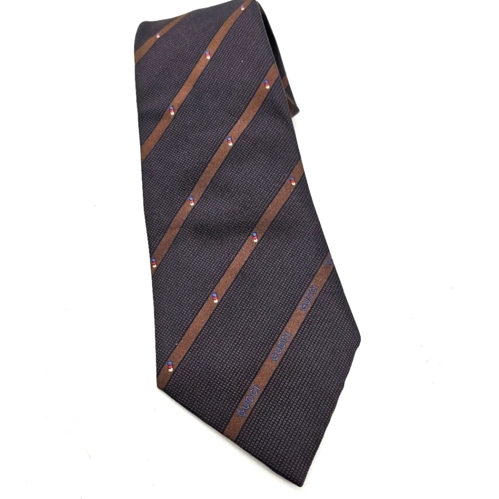 Gucci Vintage Made In Italy Silk Stripe Tie